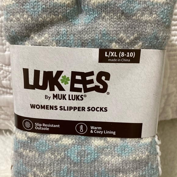 This is One pair of Luk Ees By Muk Luks Slipper Socks Women L/XL NWT - Picture 2 of 7